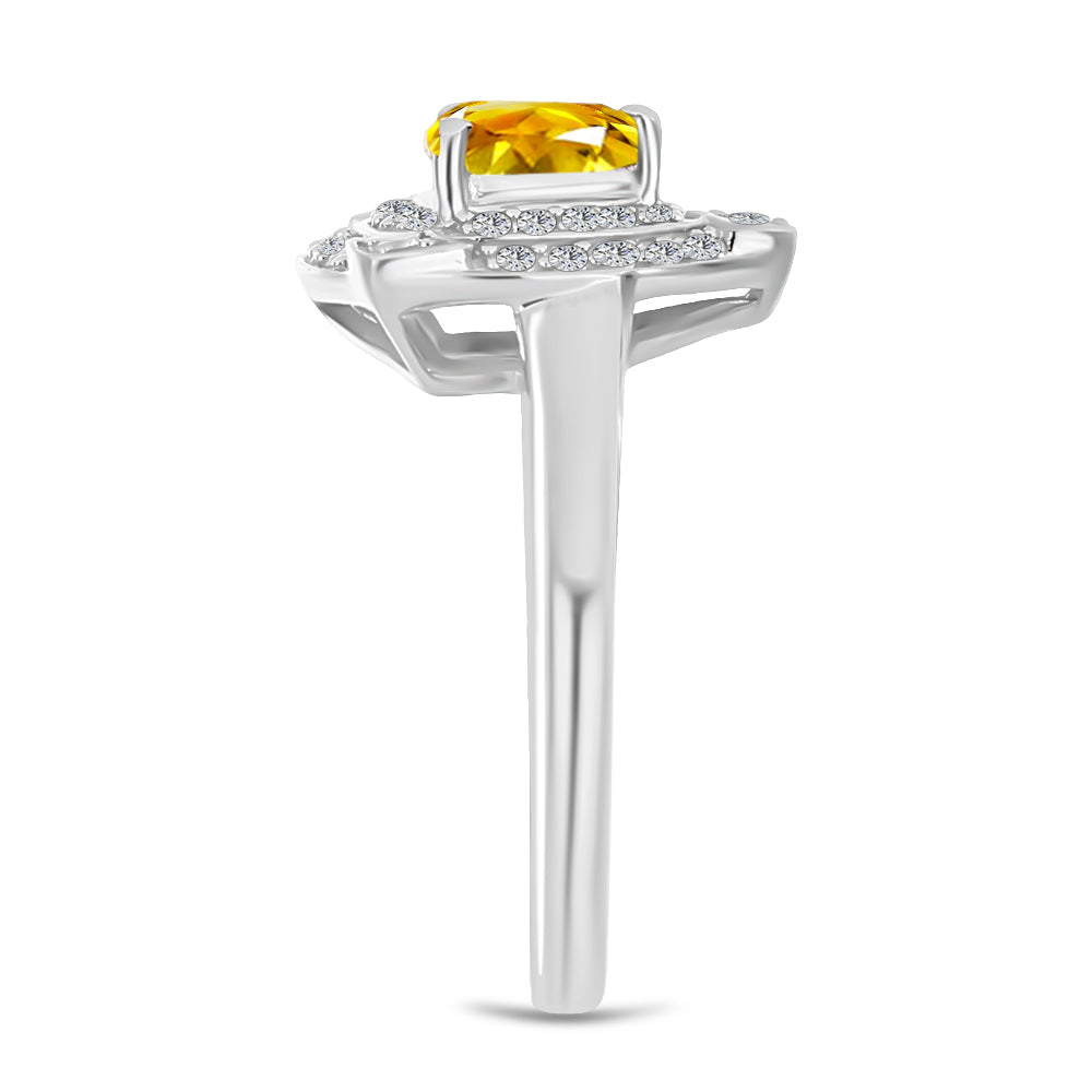 Anillo de Plata con Citrino de Río del Oro y Topacio Blanco 4 