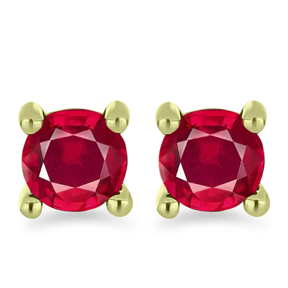 Conjunto de Plata Bañada en Oro con Diamante blanco y Rubí de Madagascar ( Pendientes ) 10 