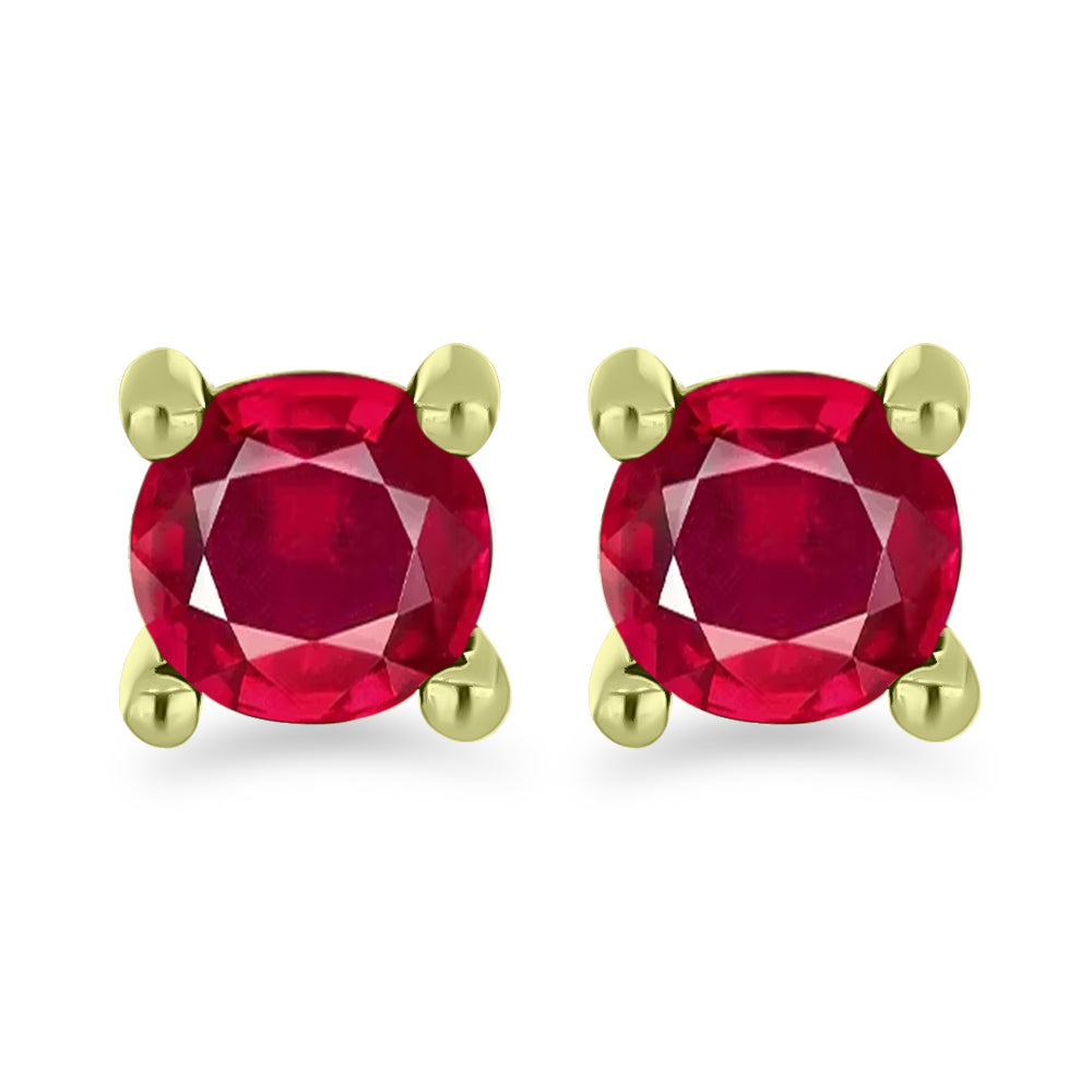 Conjunto de Plata Bañada en Oro con Diamante blanco y Rubí de Madagascar ( Pendientes )