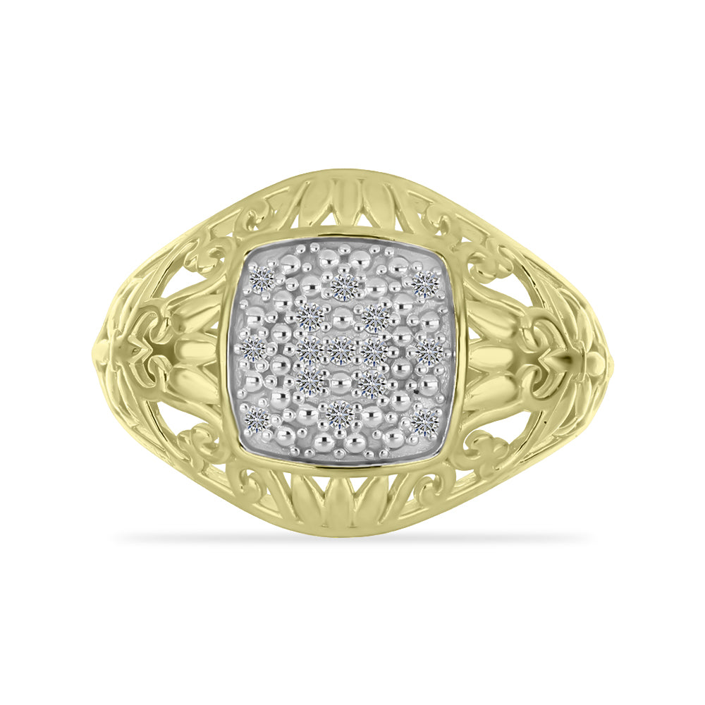 Anillo de Plata Bañada en Oro con Diamante blanco 1 