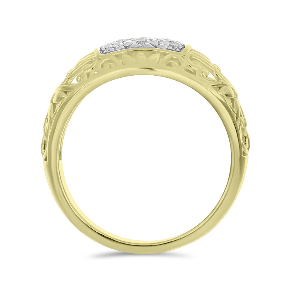 Anillo de Plata Bañada en Oro con Diamante blanco 2 