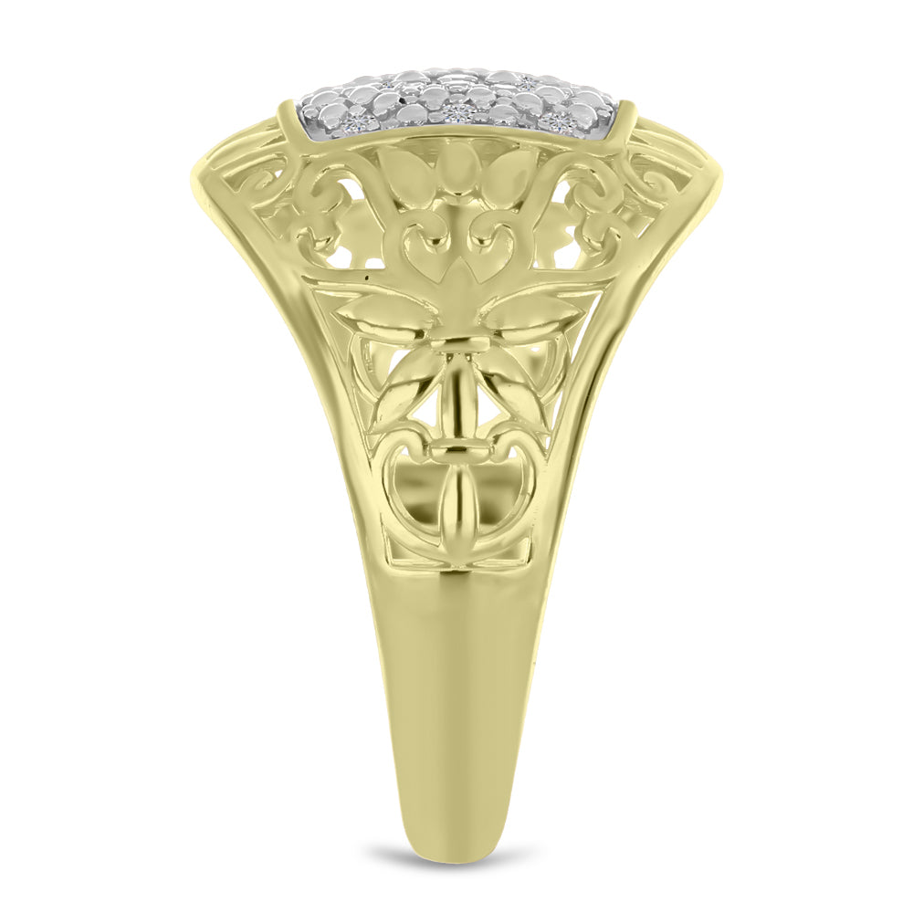 Anillo de Plata Bañada en Oro con Diamante blanco