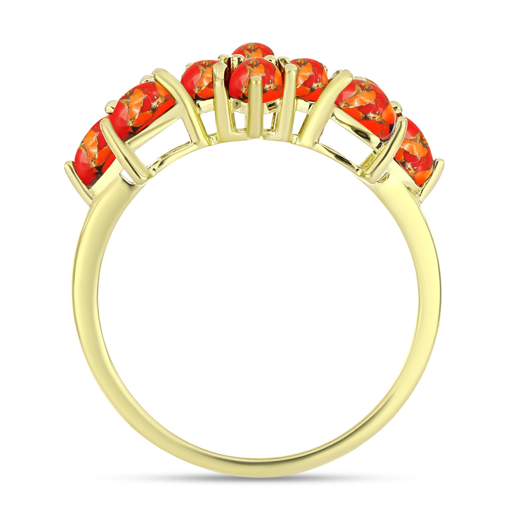 Anillo de Plata Bañada en Oro con Turquesa de Mohave 2 