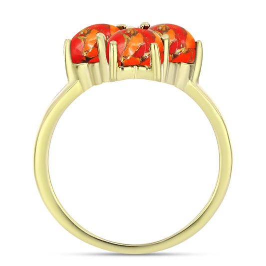 Anillo de Plata Bañada en Oro con Turquesa de Mohave