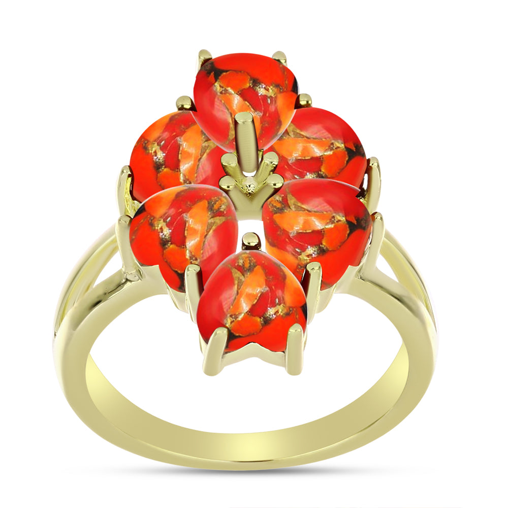 Anillo de Plata Bañada en Oro con Turquesa de Mohave 3 