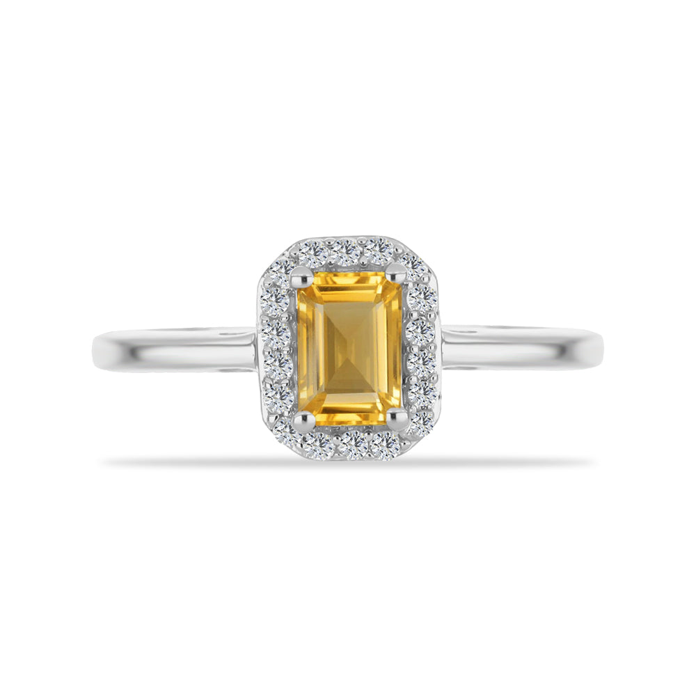 Anillo de Plata con Citrino de Río del Oro y Topacio Blanco 1 