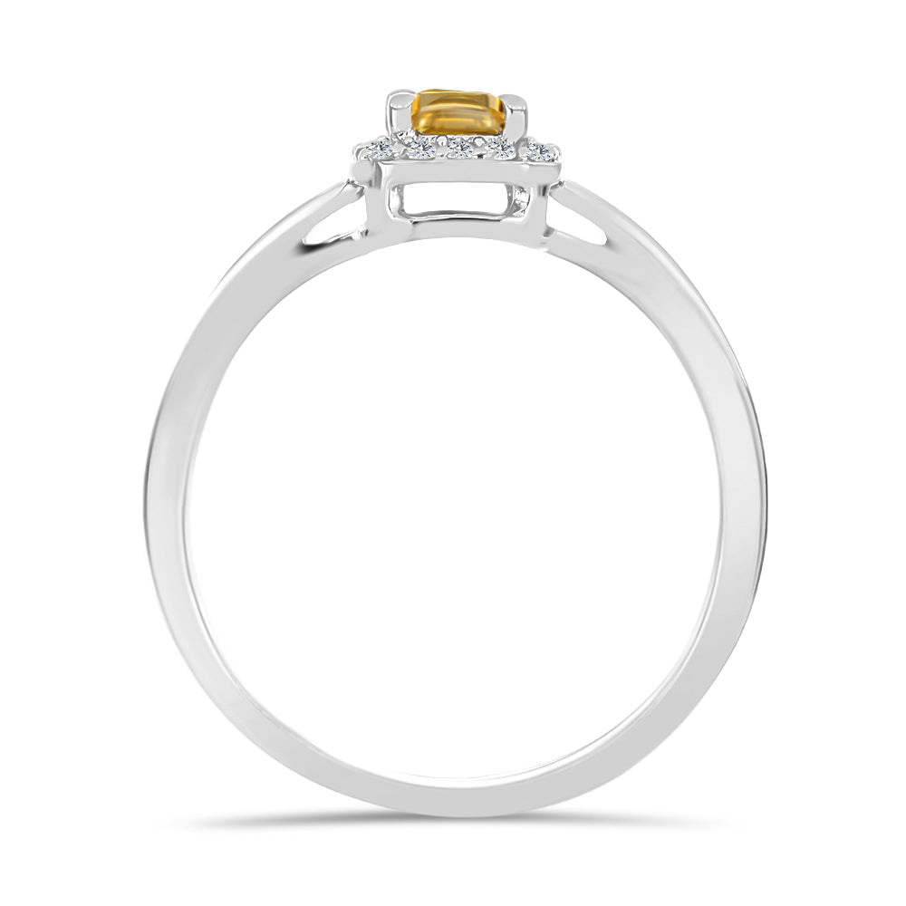 Anillo de Plata con Citrino de Río del Oro y Topacio Blanco