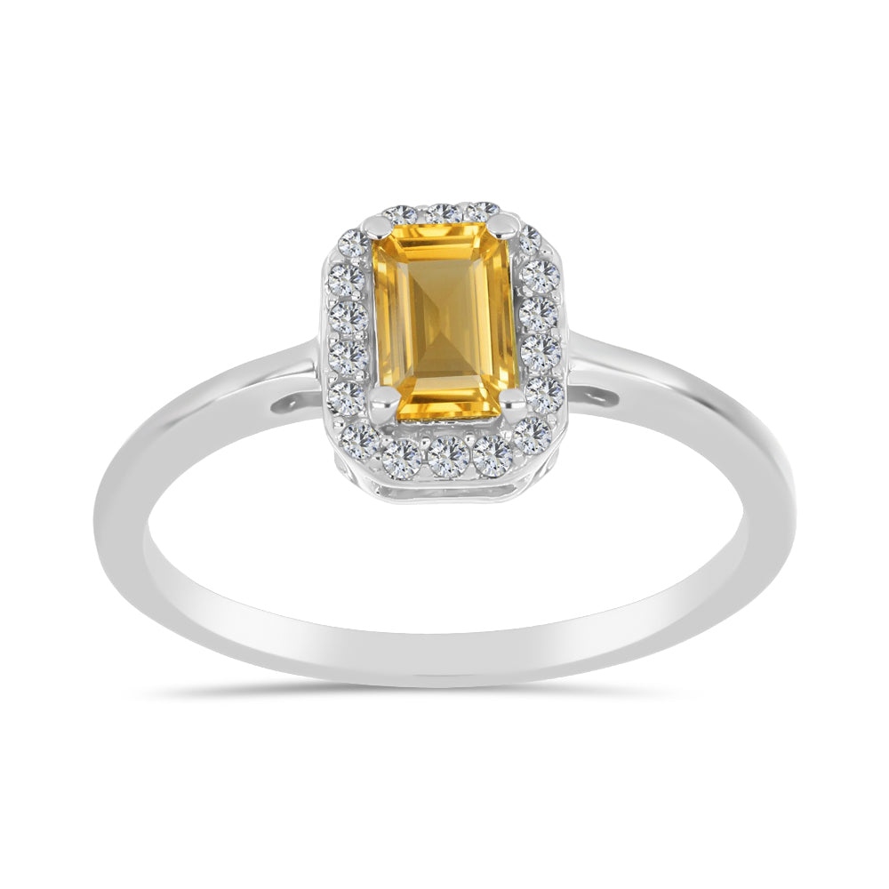 Anillo de Plata con Citrino de Río del Oro y Topacio Blanco 3 