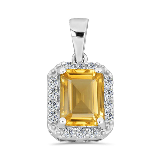 Colgante de Plata con Citrino de Río del Oro y Topacio Blanco
