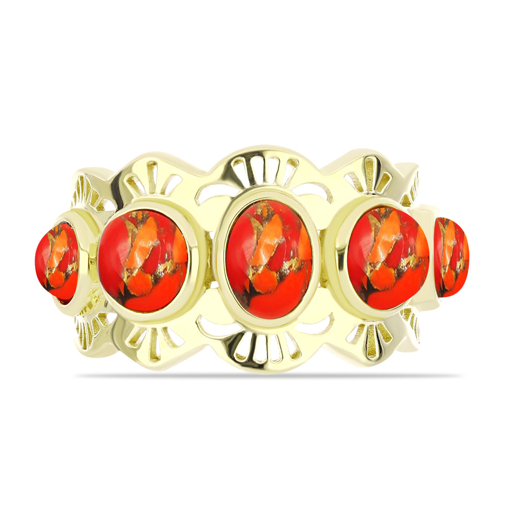 Anillo de Plata Bañada en Oro con Turquesa de Mohave 1 