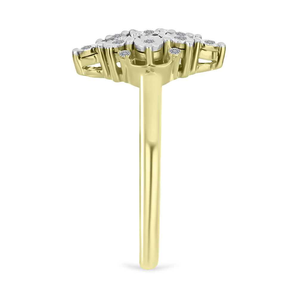 Anillo de Plata Bañada en Oro con Diamante blanco y Topacio Blanco 4 