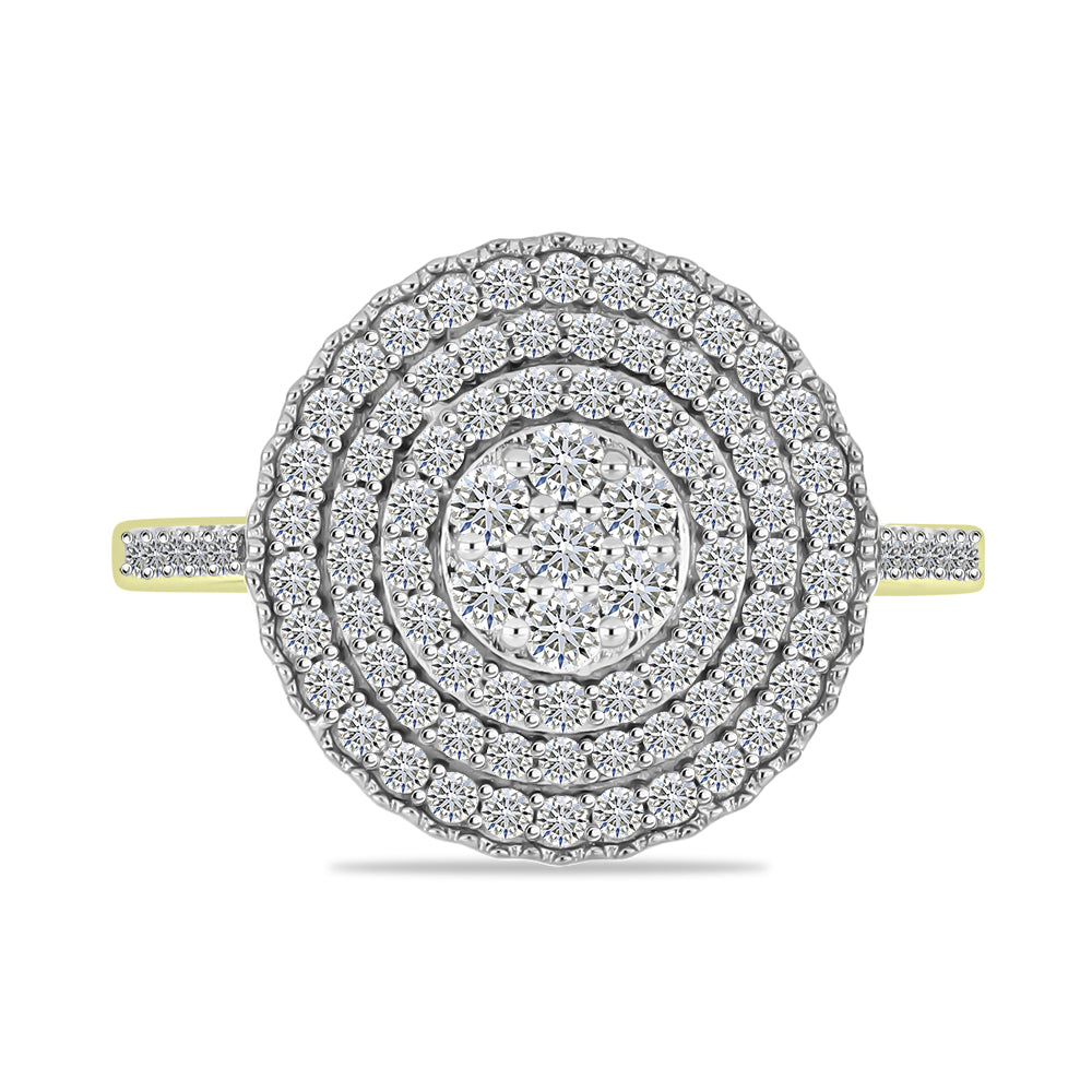 Anillo de Plata Bañada en Oro con Diamante blanco y Topacio Blanco 1 