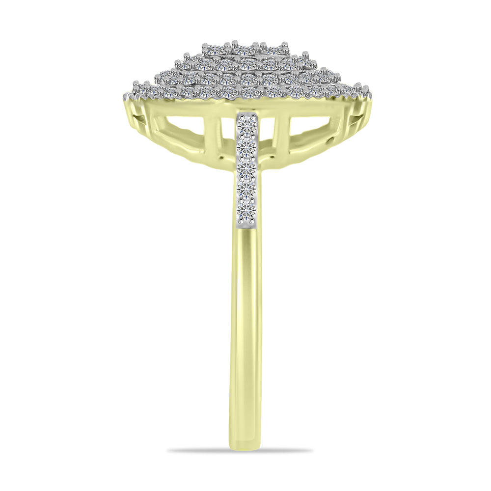 Anillo de Plata Bañada en Oro con Diamante blanco y Topacio Blanco