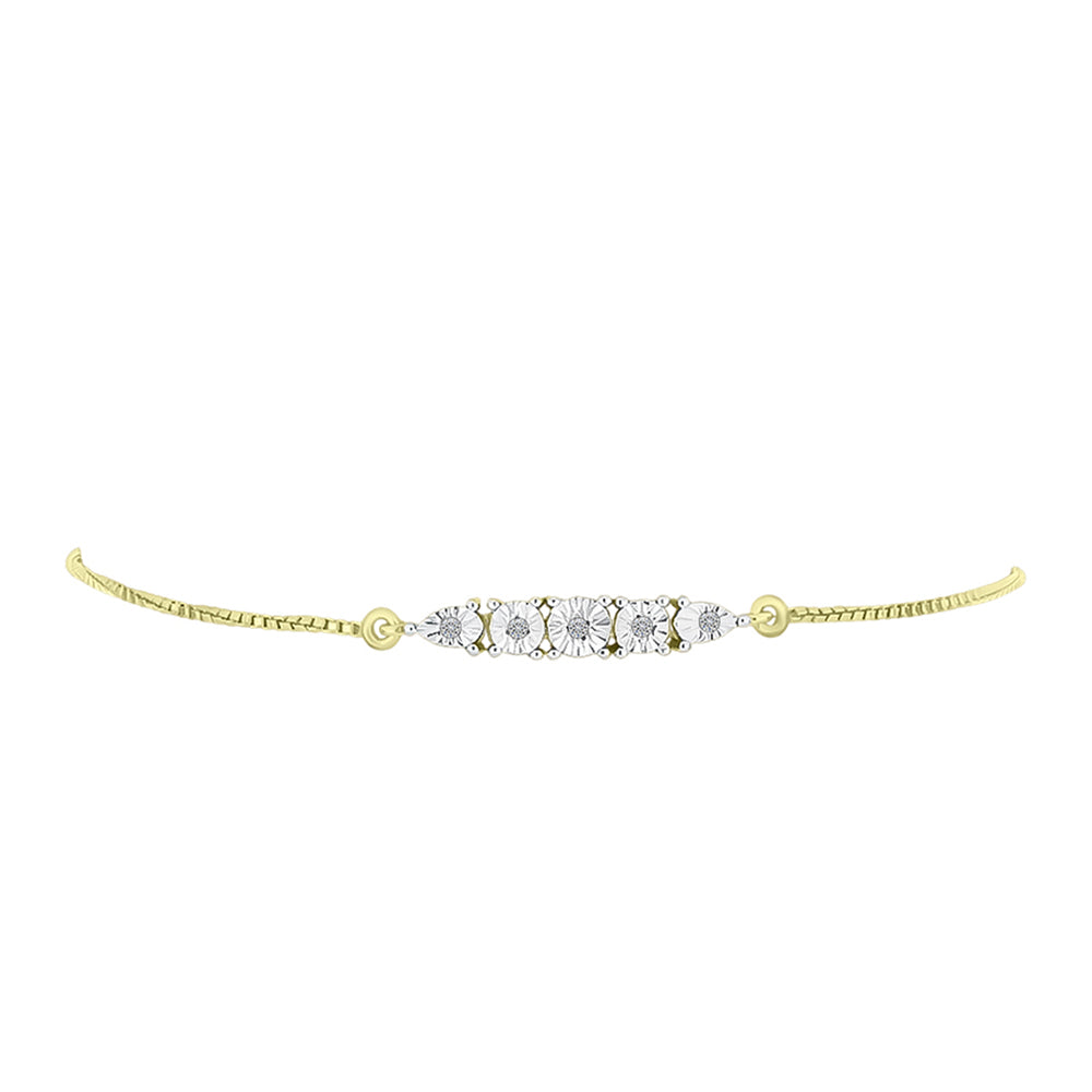 Pulsera de Plata Bañada en Oro con Diamante blanco