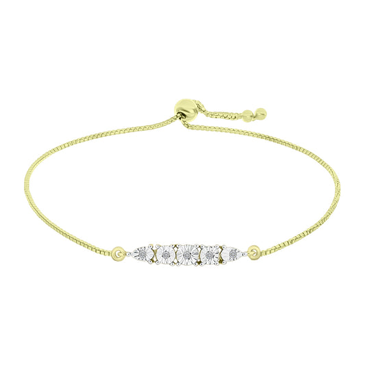 Pulsera de Plata Bañada en Oro con Diamante blanco