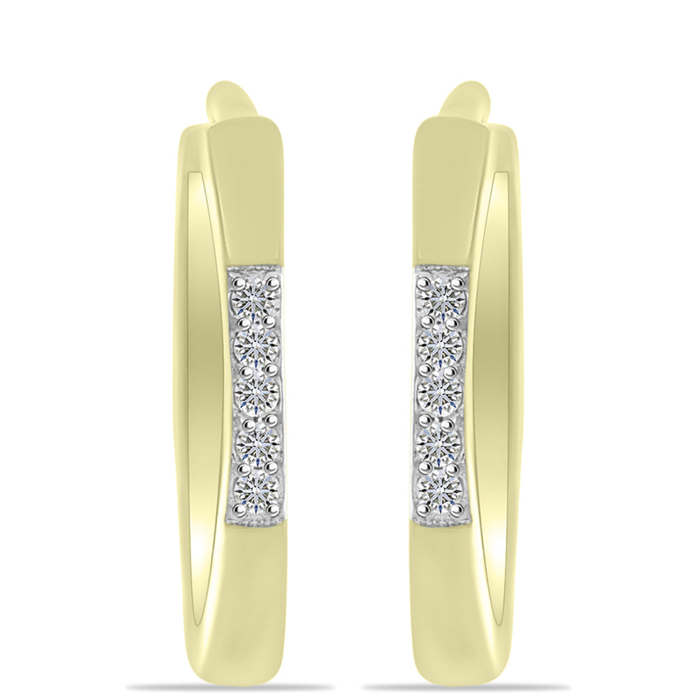Pendientes de Plata Bañada en Oro con Diamante blanco