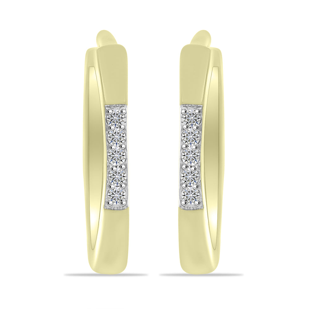 Pendientes de Plata Bañada en Oro con Diamante blanco