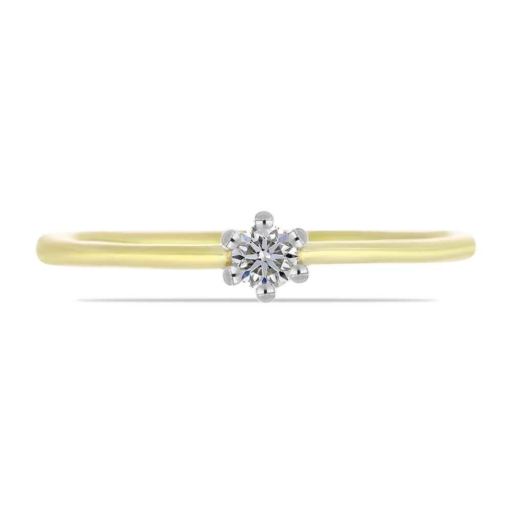 Anillo de Plata Bañada en Oro con Diamante blanco 1 