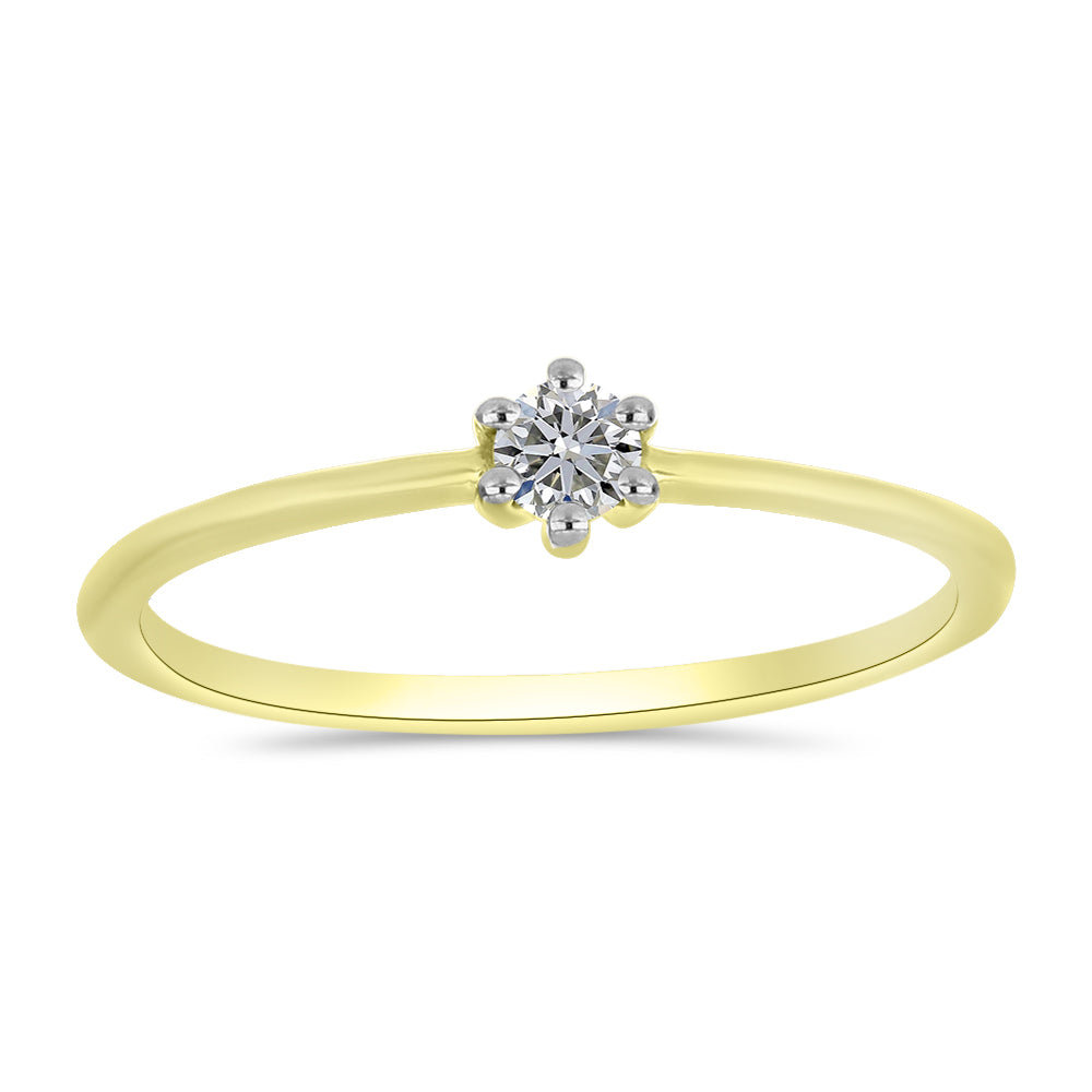 Anillo de Plata Bañada en Oro con Diamante blanco 3 