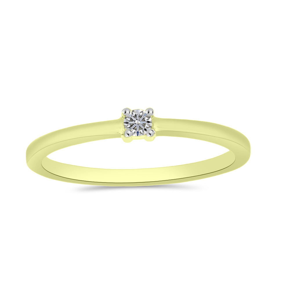 Anillo de Plata Bañada en Oro con Diamante blanco 3 