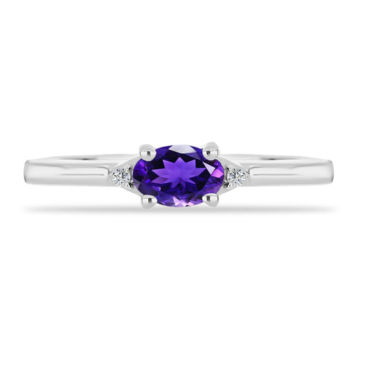 Anillo de Plata con Amatista de Marruecos y Topacio Blanco