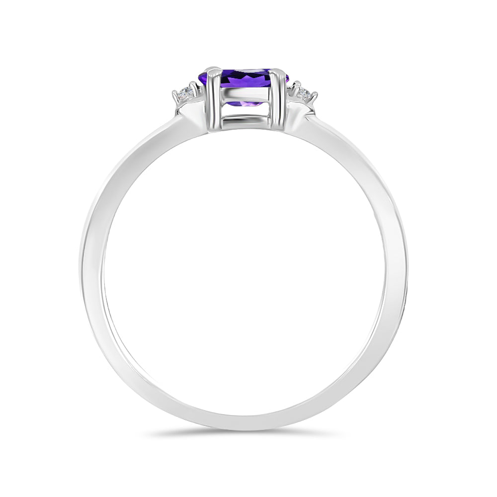 Anillo de Plata con Amatista de Marruecos y Topacio Blanco