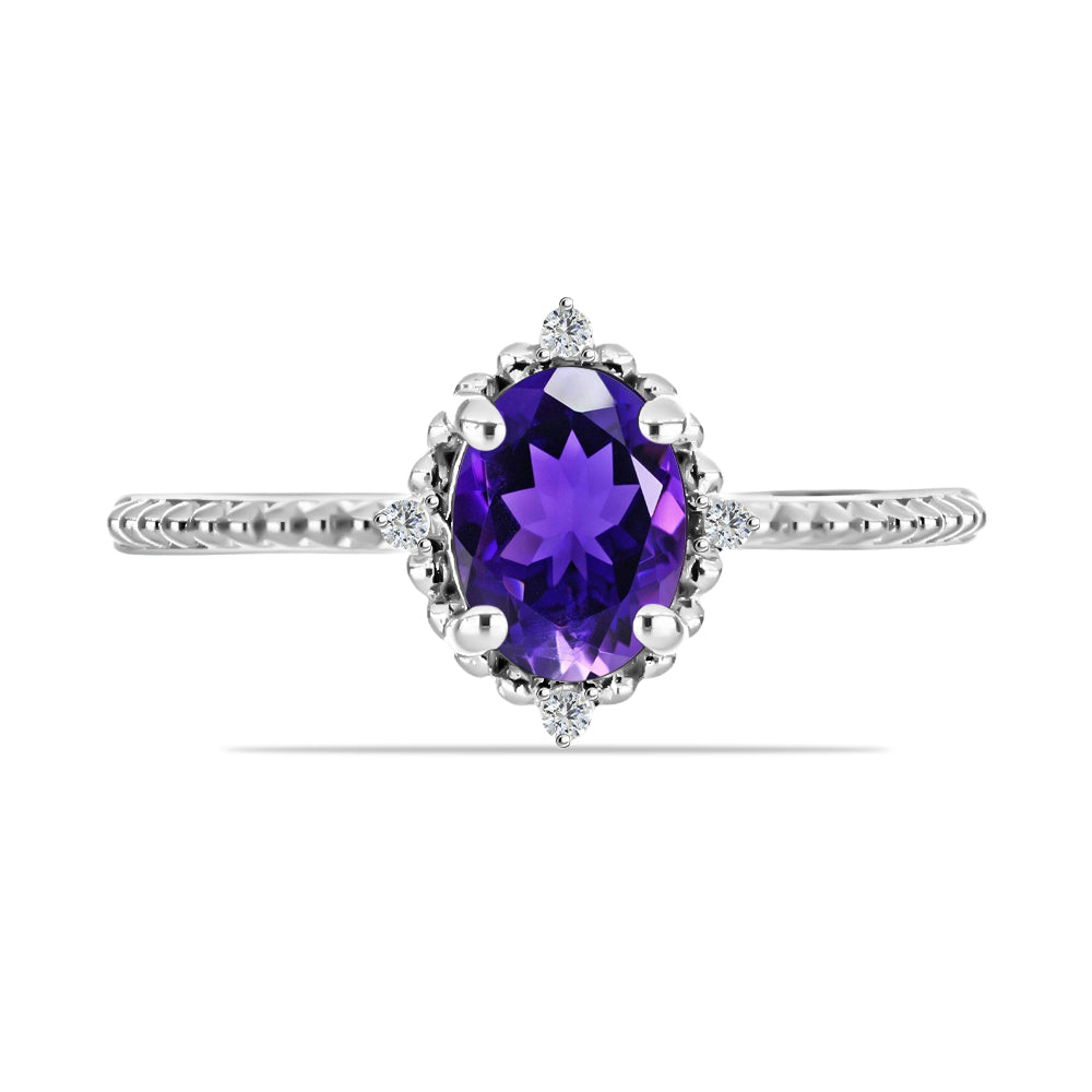 Anillo de Plata con Amatista de Marruecos y Topacio Blanco 1 