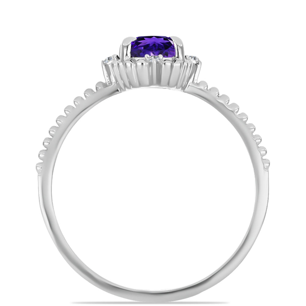 Anillo de Plata con Amatista de Marruecos y Topacio Blanco