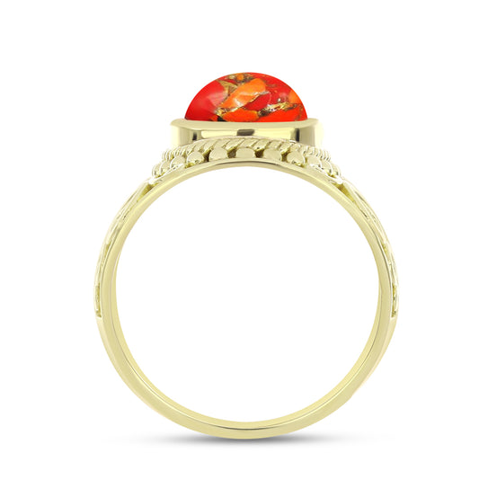 Anillo de Plata Bañada en Oro con Turquesa de Mohave