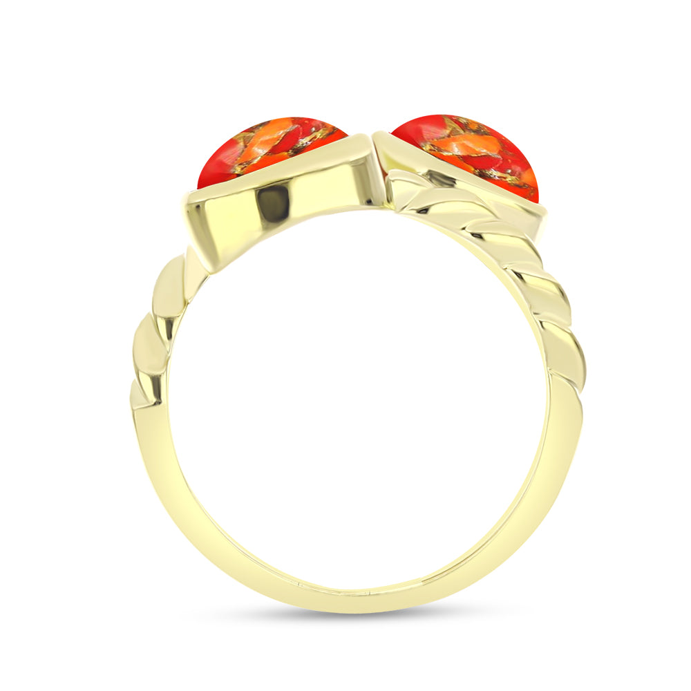 Anillo de Plata Bañada en Oro con Turquesa de Mohave