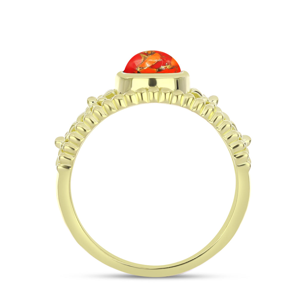 Anillo de Plata Bañada en Oro con Turquesa de Mohave 2 