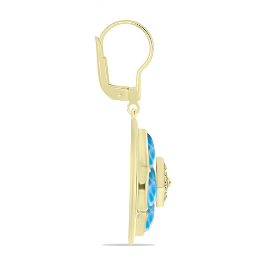 Pendientes de Plata Bañada en Oro con Larimar
