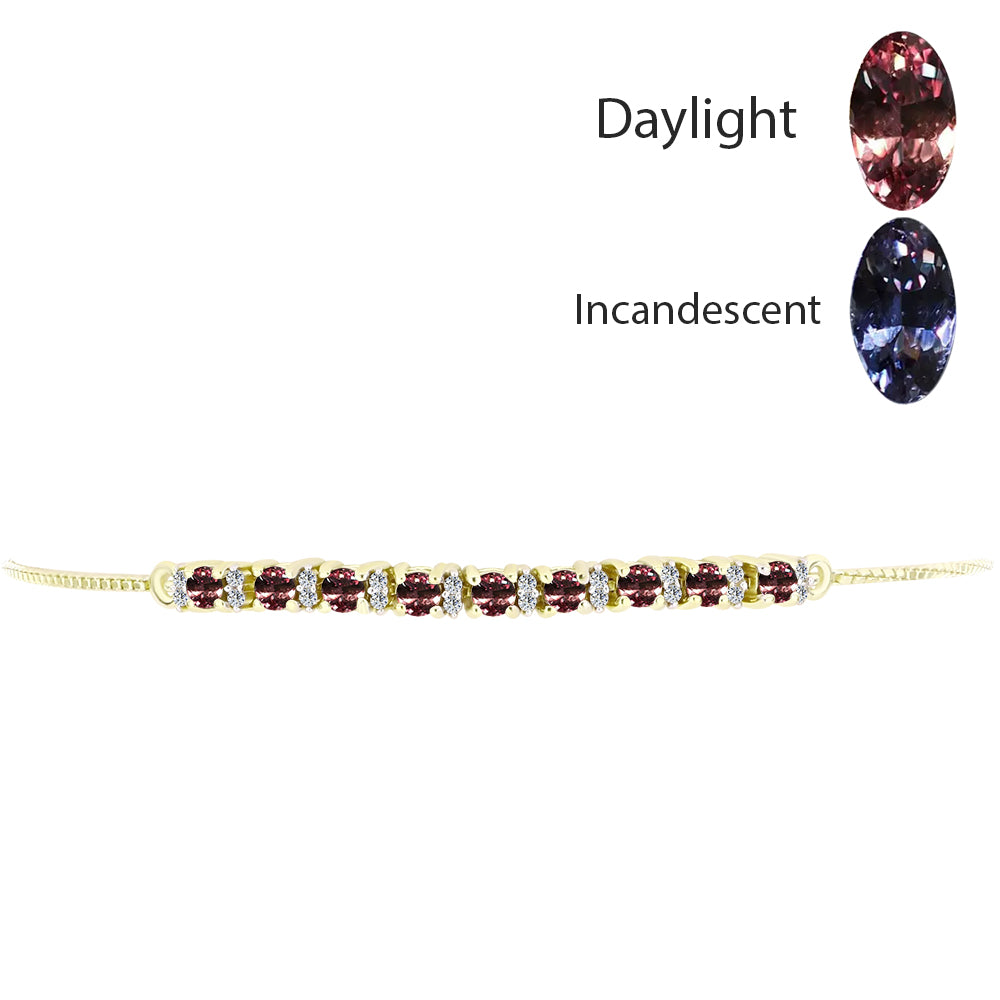 Pulsera de Plata Bañada en Oro con Granate Bekily Multicolor y Topacio Blanco 2 