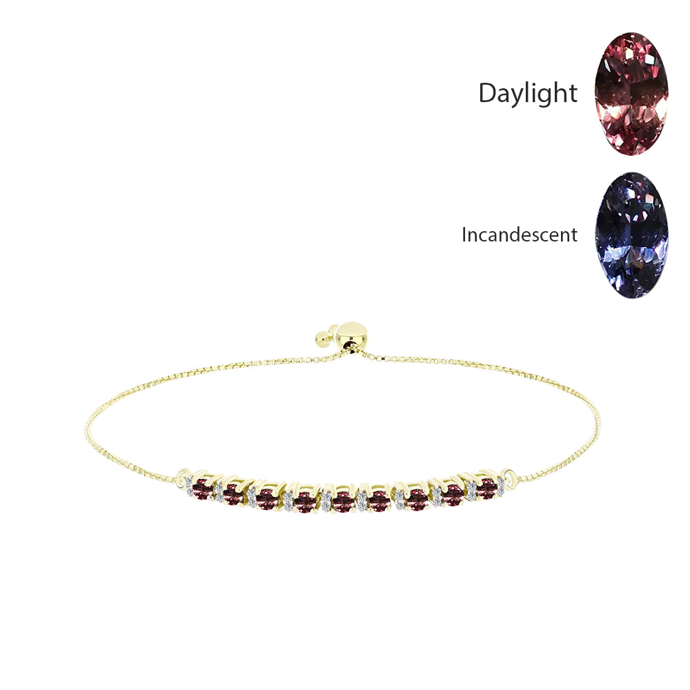 Pulsera de Plata Bañada en Oro con Granate Bekily Multicolor y Topacio Blanco 1 