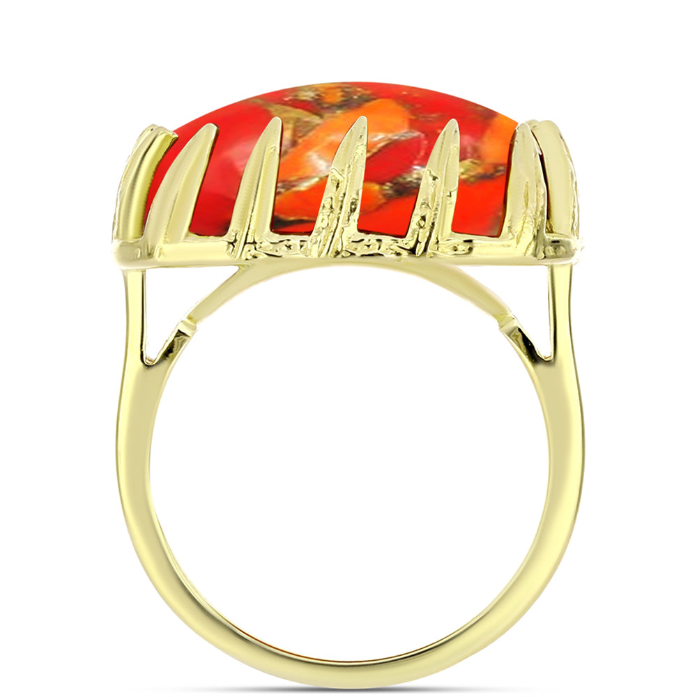 Anillo de Plata Bañada en Oro con Turquesa de Mohave
