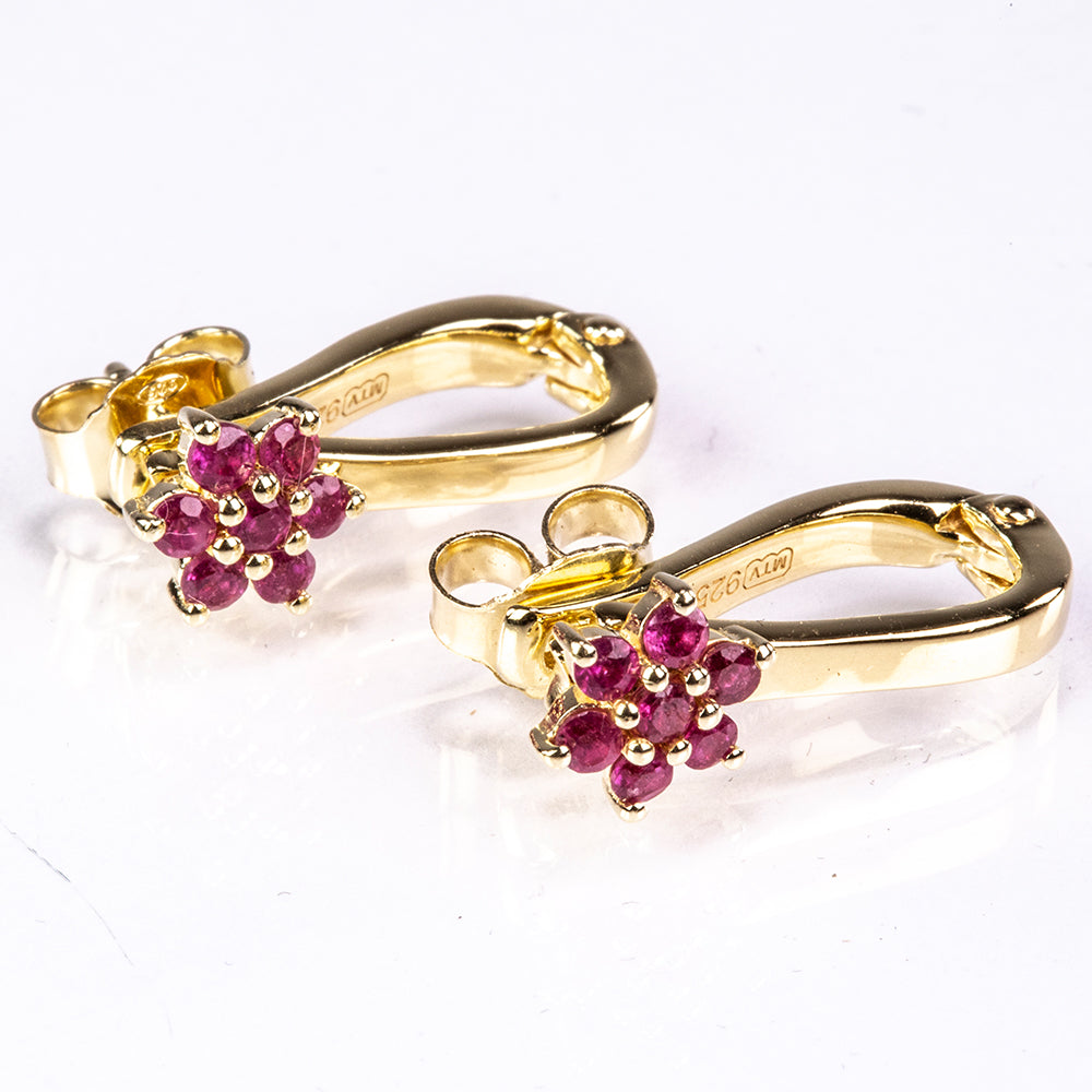 Pendientes de Plata Bañada en Oro con Rubí de Madagascar 1 