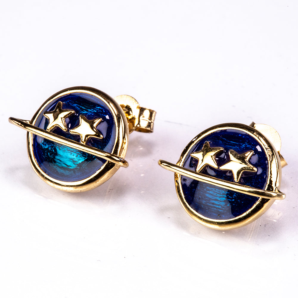 Pendientes de Plata Bañada en Oro con Esmalte