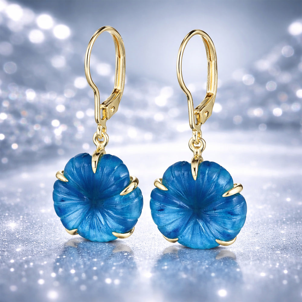 Pendientes de Plata Bañada en Oro con Jade Azul 1 