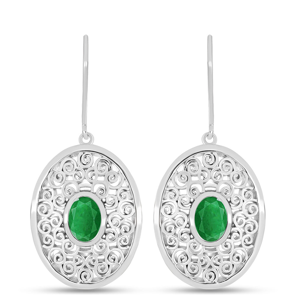 Pendientes de Plata con Esmeralda de Zambia