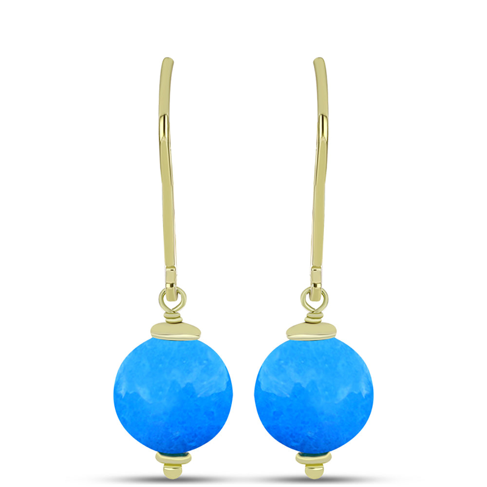 Conjunto de Plata Bañada en Oro con Jade Azul ( Pendientes +Colgante ) 2 