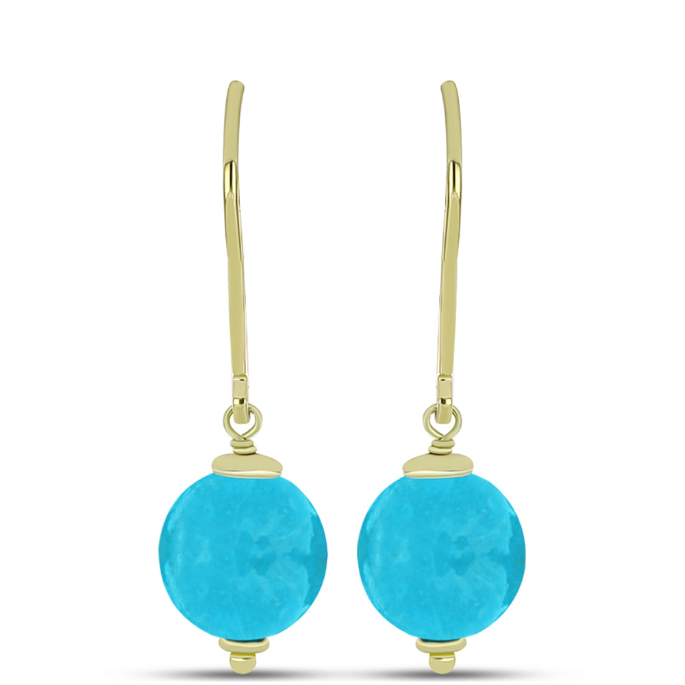Conjunto de Plata Bañada en Oro con Jade Azul ( Pendientes +Colgante )