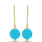 Conjunto de Plata Bañada en Oro con Jade Azul ( Pendientes +Colgante )