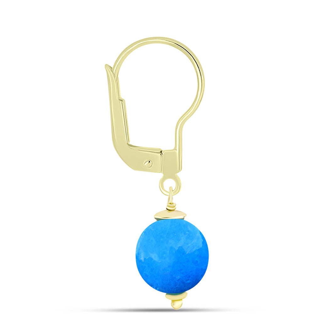 Conjunto de Plata Bañada en Oro con Jade Azul ( Pendientes +Colgante ) 3 