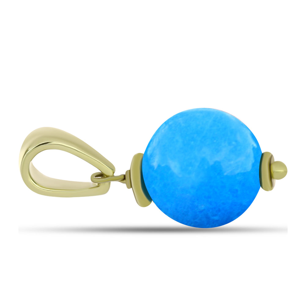 Conjunto de Plata Bañada en Oro con Jade Azul ( Pendientes +Colgante )