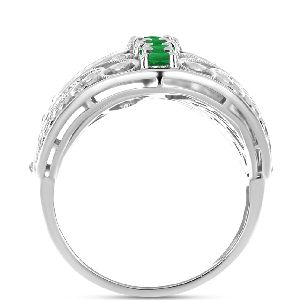 Anillo de Plata con Esmeralda de Zambia 2 