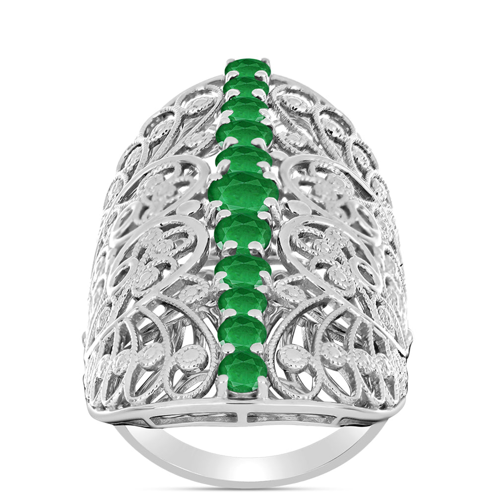 Anillo de Plata con Esmeralda de Zambia 3 