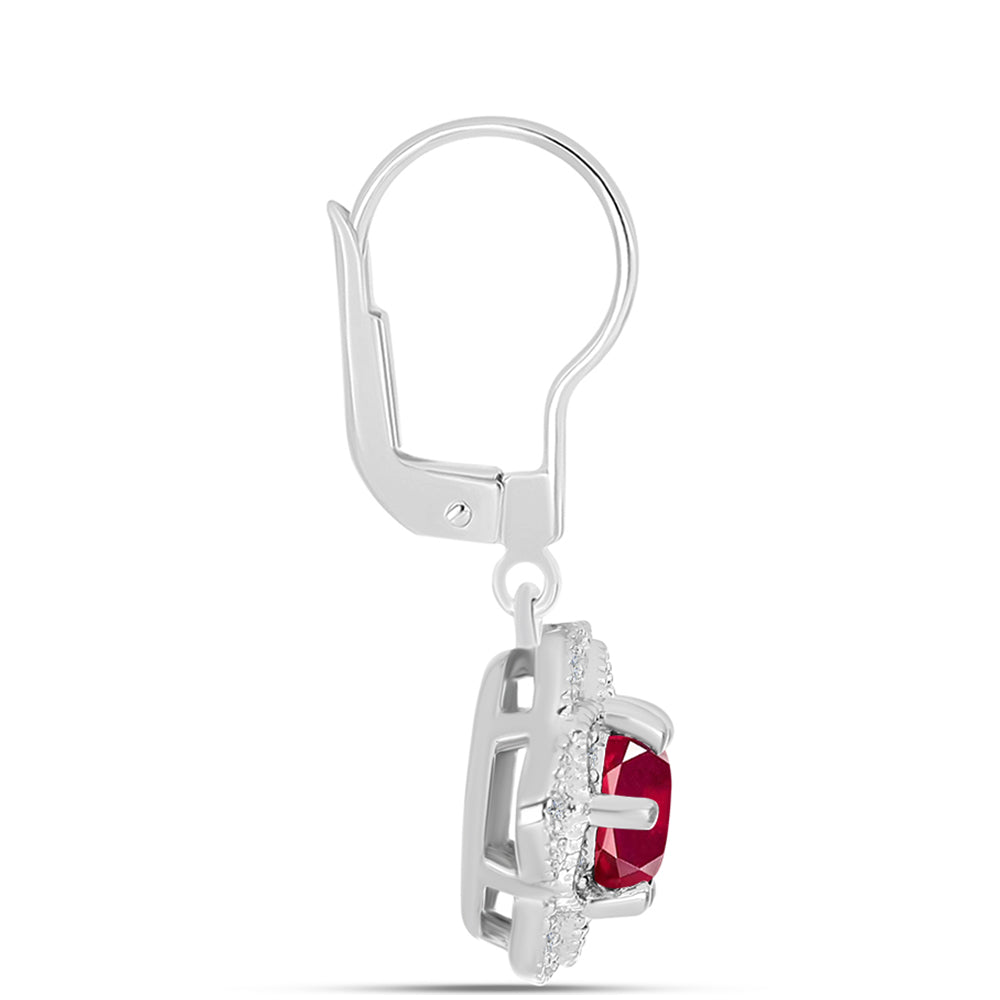 Pendientes de Plata con Rubí de Madagascar y Topacio Blanco 2 