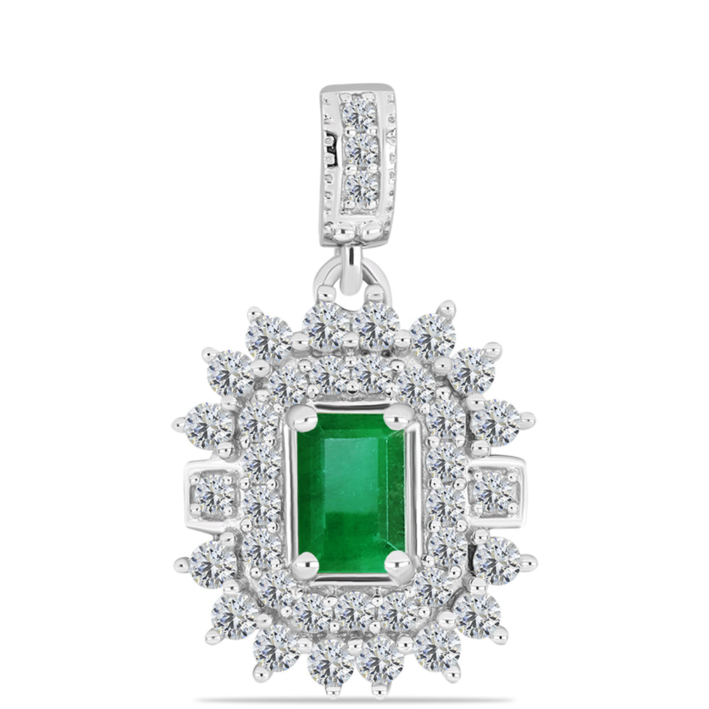 Colgante de Plata con Esmeralda de Zambia y Topacio Blanco 1 