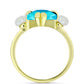Anillo de Plata Bañada en Oro con Jade Azul y Perla de Agua Dulce