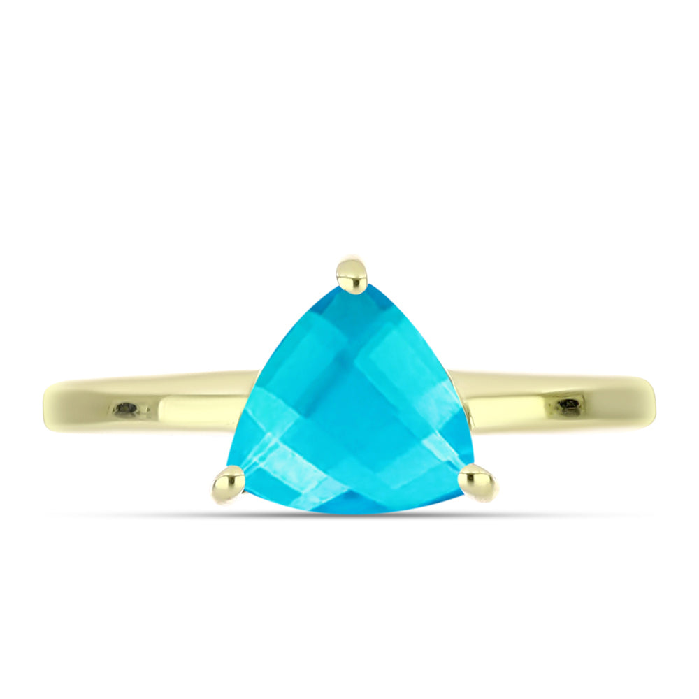Anillo de Plata Bañada en Oro con Jade Azul 1 